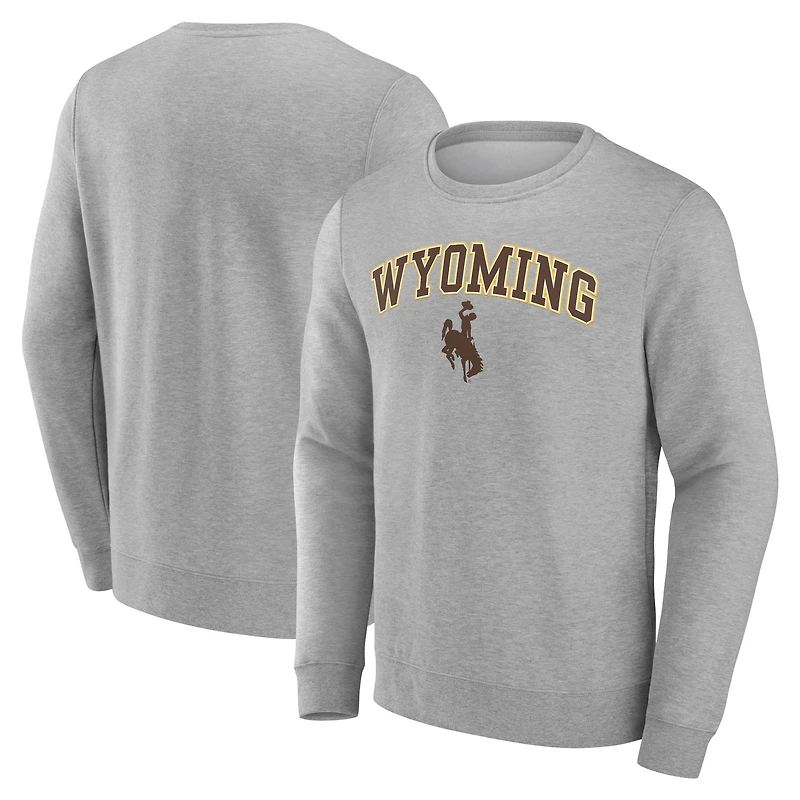 Men's Heather Gray Wyoming Cowboys Campus Pullover Sweatshirt