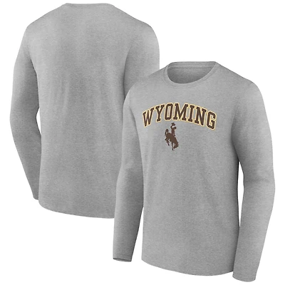 Men's Heather Gray Wyoming Cowboys Campus Long Sleeve T-Shirt