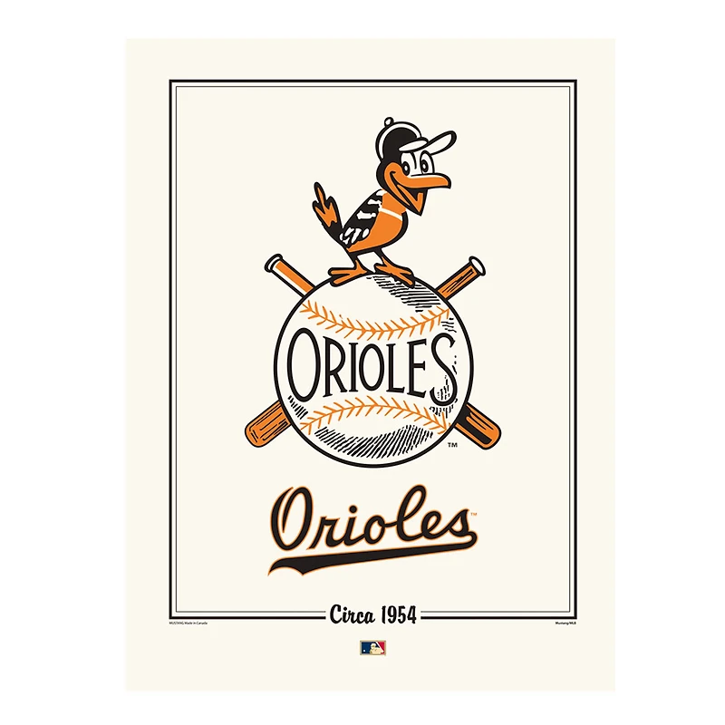Baltimore Orioles 12" x 16" 1954 Cooperstown Logo Art Print