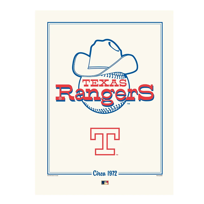 Texas Rangers 12" x 16" 1998 Cooperstown Logo Art Print