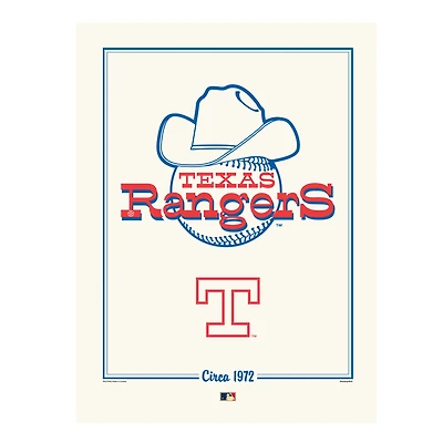 Texas Rangers 12" x 16" 1998 Cooperstown Logo Art Print