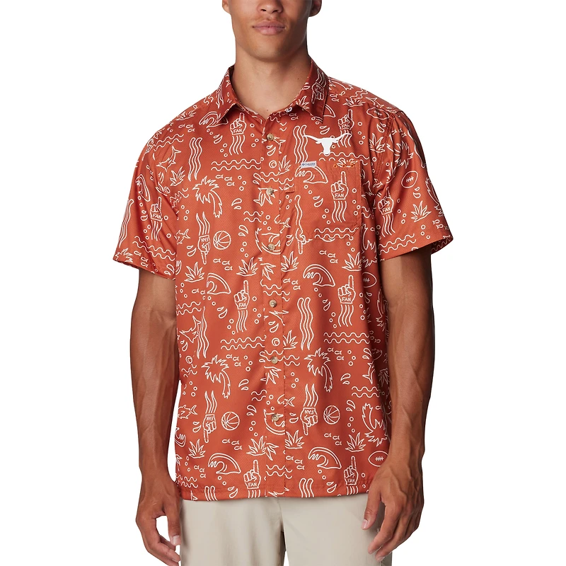 Men's Columbia Texas Orange Texas Longhorns Super Slack Tide Omni-Wick Button-Up Shirt
