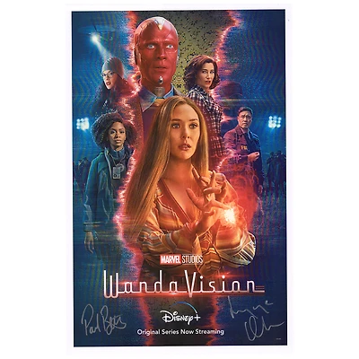 Paul Bettany & Elizabeth Olsen Marvel Autographed 11" x 17" WandaVision Photograph