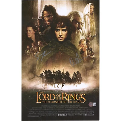 Orlando Bloom and Sean Astin Lord of the Rings Autographed 12" x 18" Fellowship of the Ring Movie Poster