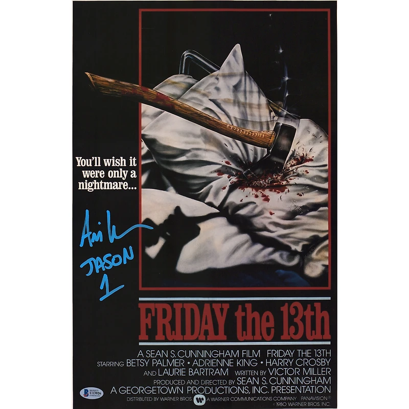 Ari Lehman Friday the 13th Autographed Jason 12" x 18" with Axe Movie Poster with Multiple Inscriptions