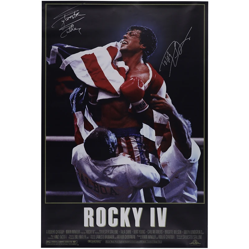 Sylvester Stallone and Dolph Lundgren Rocky IV Autographed 24" x 36" Movie Poster