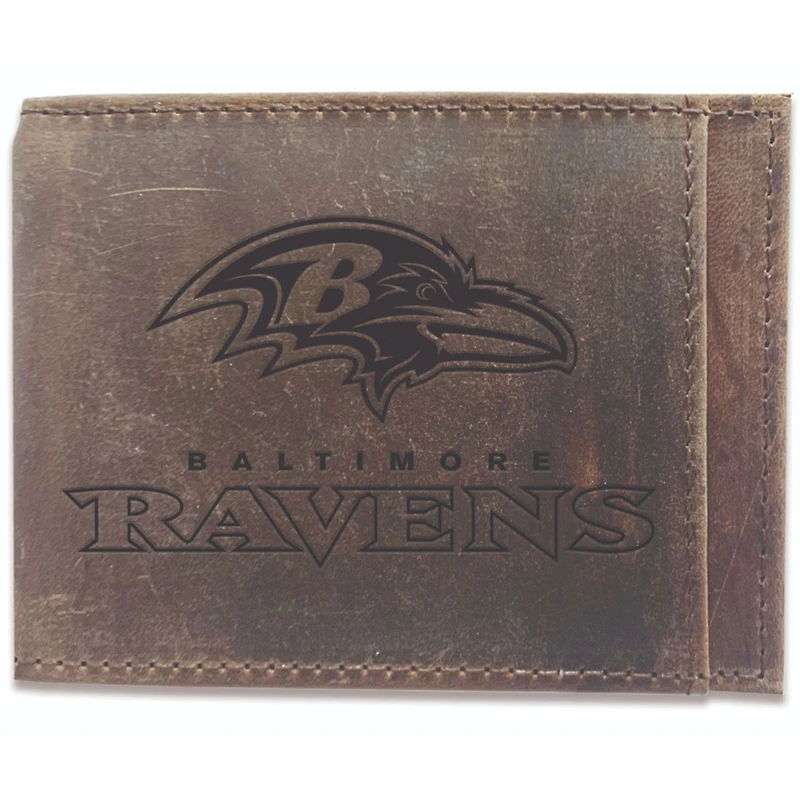 Brown Baltimore Ravens Bifold Leather Wallet
