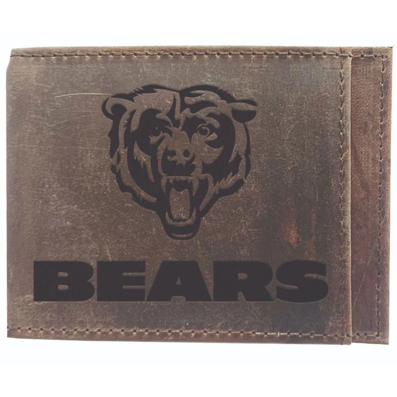 Brown Chicago Bears Bifold Leather Wallet