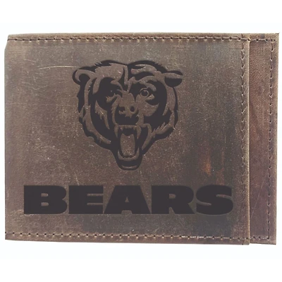 Brown Chicago Bears Bifold Leather Wallet