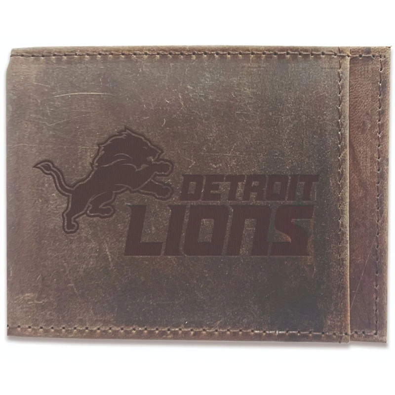 Brown Detroit Lions Bifold Leather Wallet