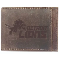 Brown Detroit Lions Bifold Leather Wallet