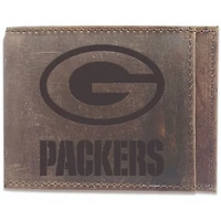 Brown Green Bay Packers Bifold Leather Wallet