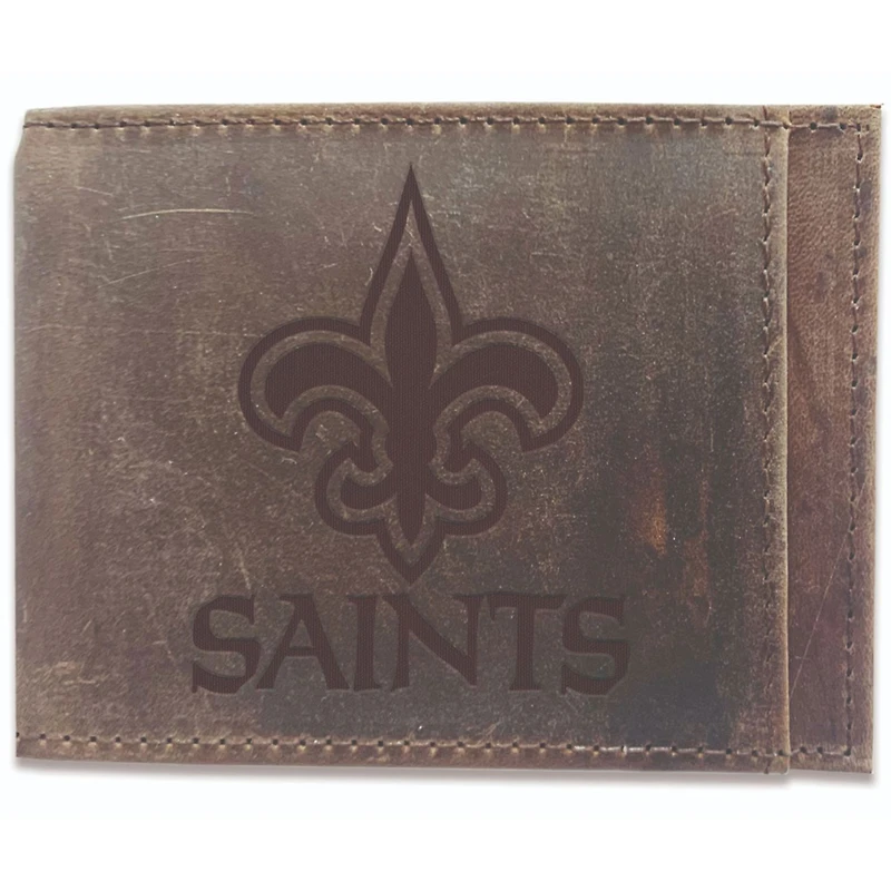 Brown New Orleans Saints Bifold Leather Wallet