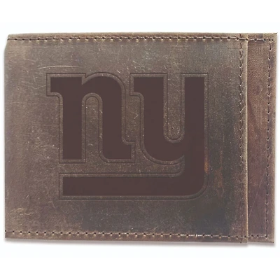 Brown New York Giants Bifold Leather Wallet