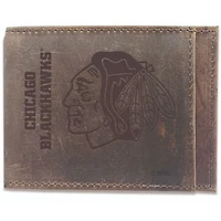 Brown Chicago Blackhawks Bifold Leather Wallet