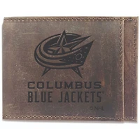 Brown Columbus Blue Jackets Bifold Leather Wallet
