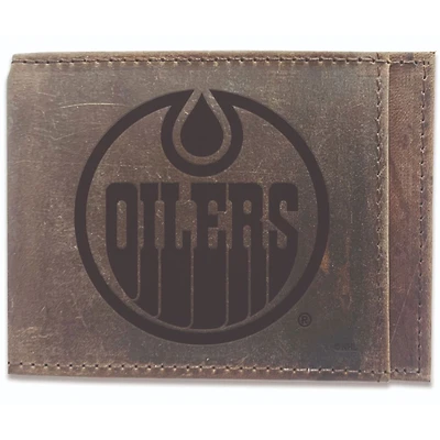 Brown Edmonton Oilers Bifold Leather Wallet