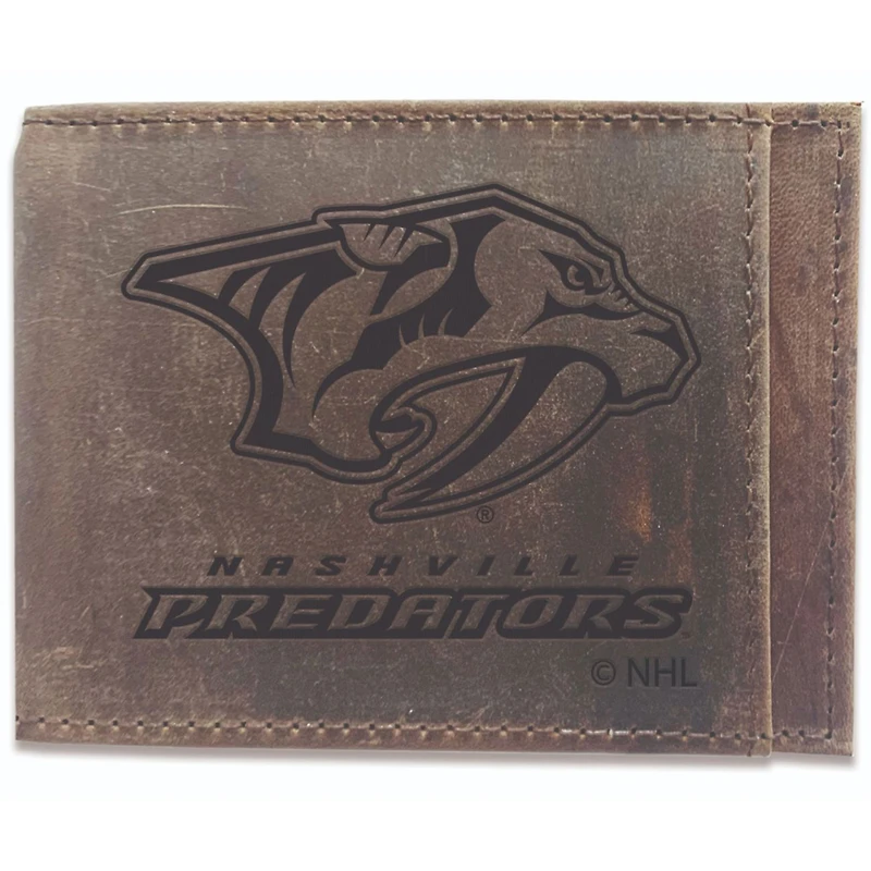 Brown Nashville Predators Bifold Leather Wallet