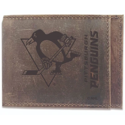 Brown Pittsburgh Penguins Bifold Leather Wallet
