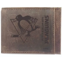 Brown Pittsburgh Penguins Bifold Leather Wallet