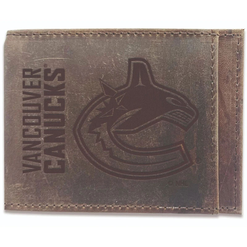 Brown Vancouver Canucks Bifold Leather Wallet