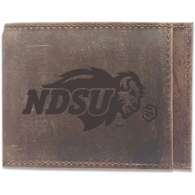 Brown NDSU Bison Bifold Leather Wallet