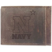 Brown Navy Midshipmen Bifold Leather Wallet