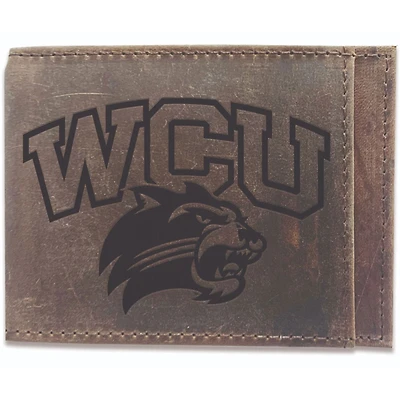 Brown Western Carolina Catamounts Bifold Leather Wallet