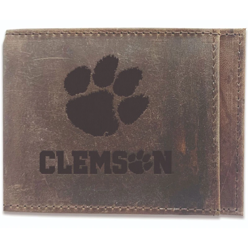 Brown Clemson Tigers Bifold Leather Wallet