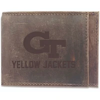 Brown Georgia Tech Yellow Jackets Bifold Leather Wallet