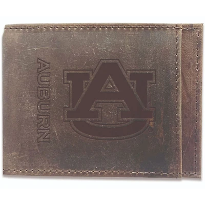 Brown Auburn Tigers Bifold Leather Wallet