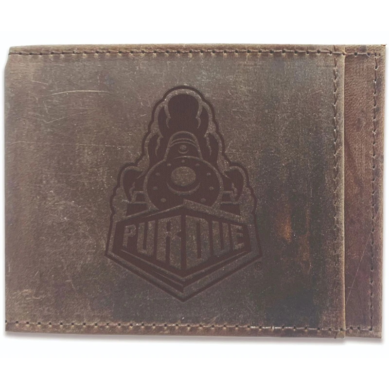 Brown Purdue Boilermakers Bifold Leather Wallet