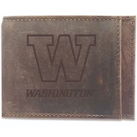Brown Washington Huskies Bifold Leather Wallet