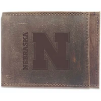Brown Nebraska Huskers Bifold Leather Wallet