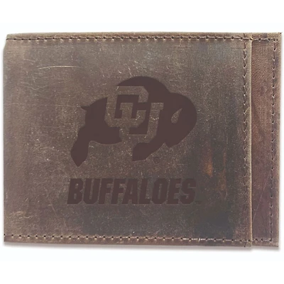 Brown Colorado Buffaloes Bifold Leather Wallet
