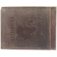 Brown Kansas Jayhawks Bifold Leather Wallet