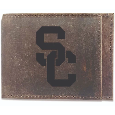 Brown USC Trojans Bifold Leather Wallet