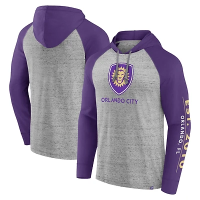 Men's Fanatics Steel Orlando City SC Deflection Raglan Pullover Hoodie