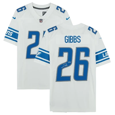 Jahmyr Gibbs Detroit Lions Autographed White Nike Vapor F.U.S.E Jersey