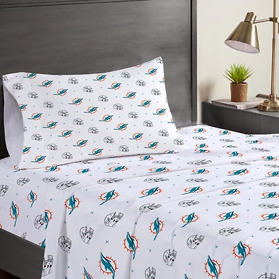 Miami Dolphins Three-Piece Twin Sheet Set