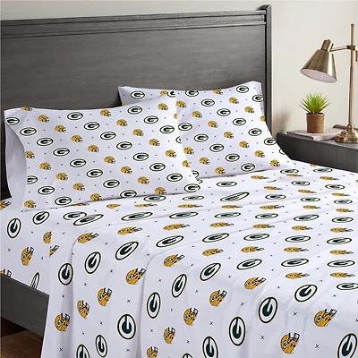Green Bay Packers Four-Piece Queen Sheet Set