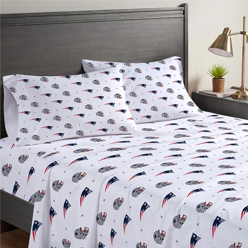 New England Patriots Four-Piece Queen Sheet Set