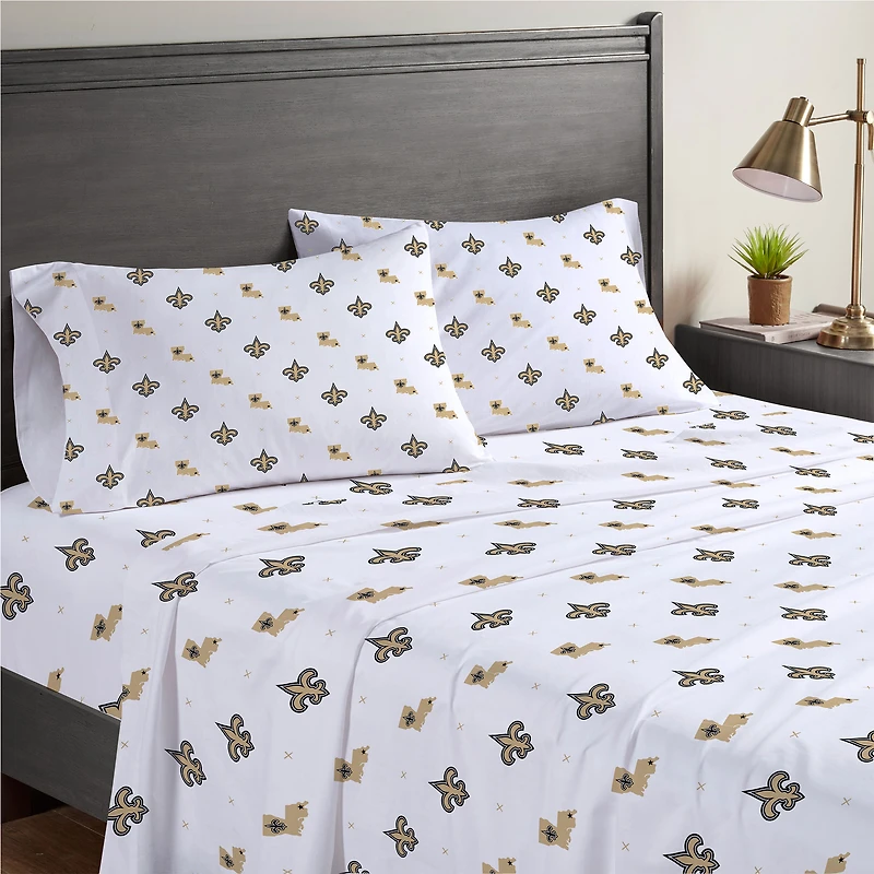 New Orleans Saints Four-Piece Queen Sheet Set
