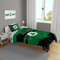 Boston Celtics Four-Piece Slanted Stripe Twin Bed Set