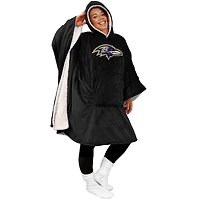 Baltimore Ravens 60" x 80" Logo Patch Team Color Bloncho with Sherpa