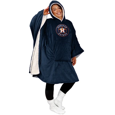 Houston Astros 60" x 80" Logo Patch Team Color Bloncho with Sherpa