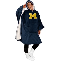 Michigan Wolverines 60" x 80" Logo Patch Team Color Bloncho with Sherpa