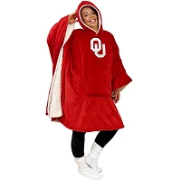 Oklahoma Sooners 60" x 80" Logo Patch Team Color Bloncho with Sherpa