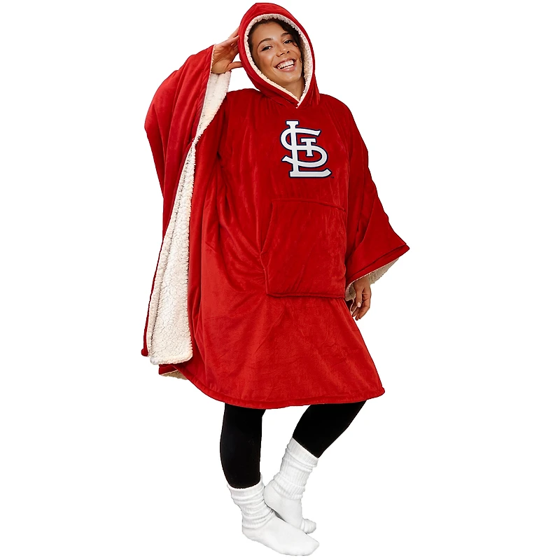 St. Louis Cardinals 60" x 80" Logo Patch Team Color Bloncho with Sherpa