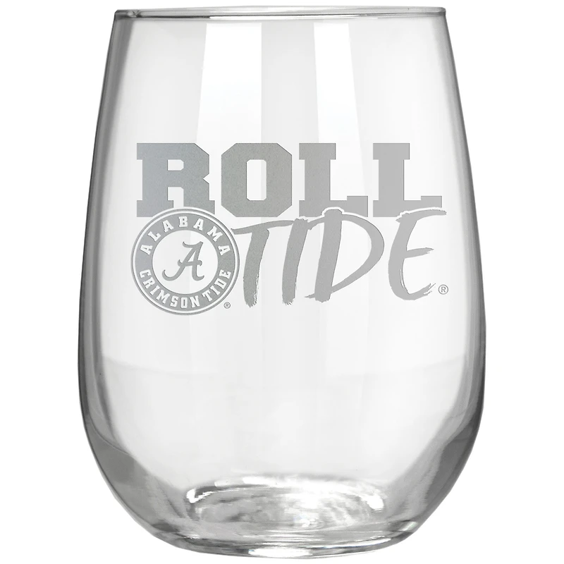 Alabama Crimson Tide Etched 17oz. Rally Cry Stemless Wine Glass